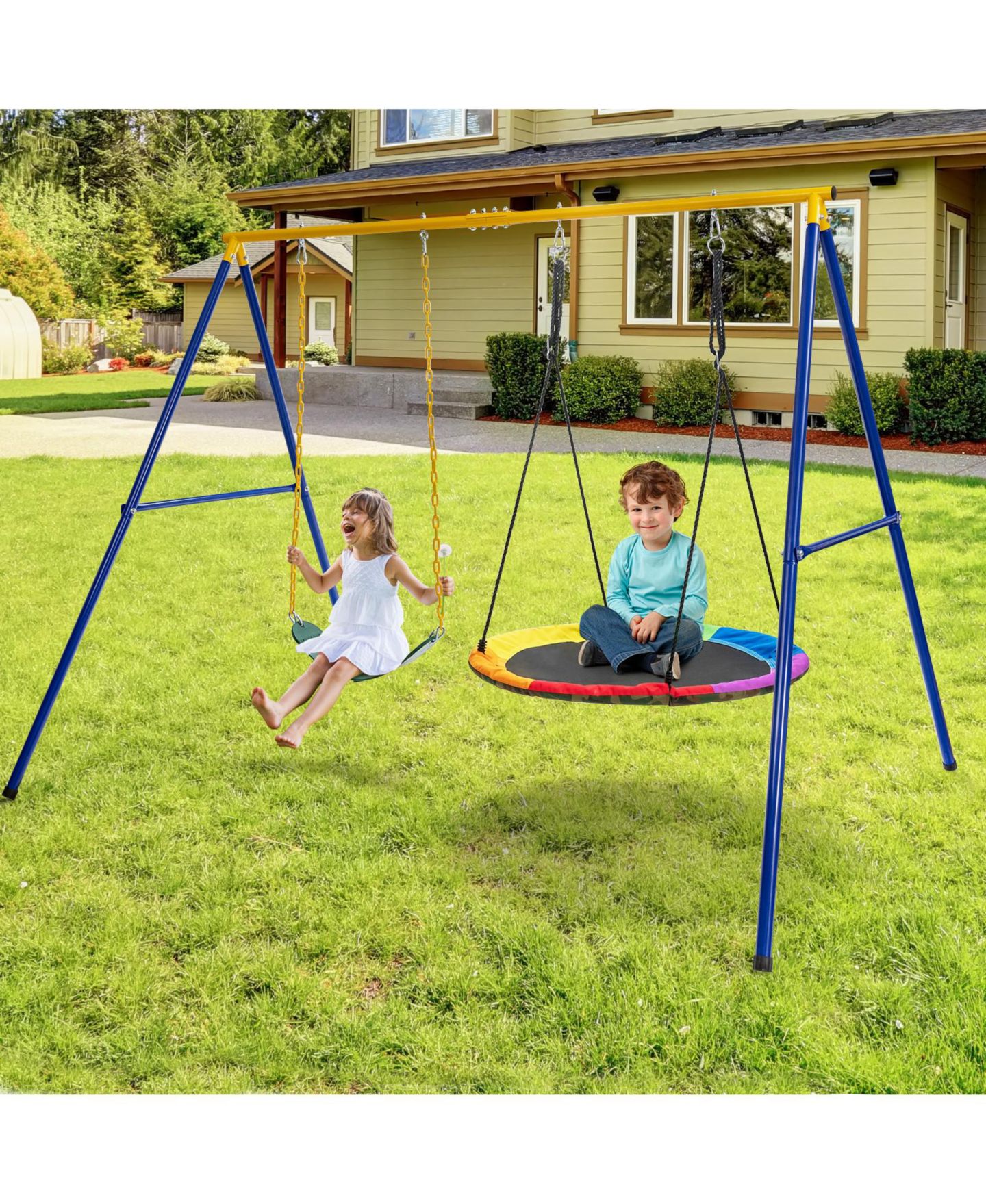 Детская игрушка Mecale 660 LBS Extra-Large A-Shaped Swing Stand with Anti-Slip Footpads, цвет: Синий — фото 9