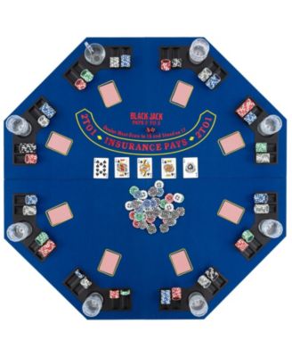 48 Inch 8-Player Foldable Poker Table Top with Carrying Bag and Cup Holders