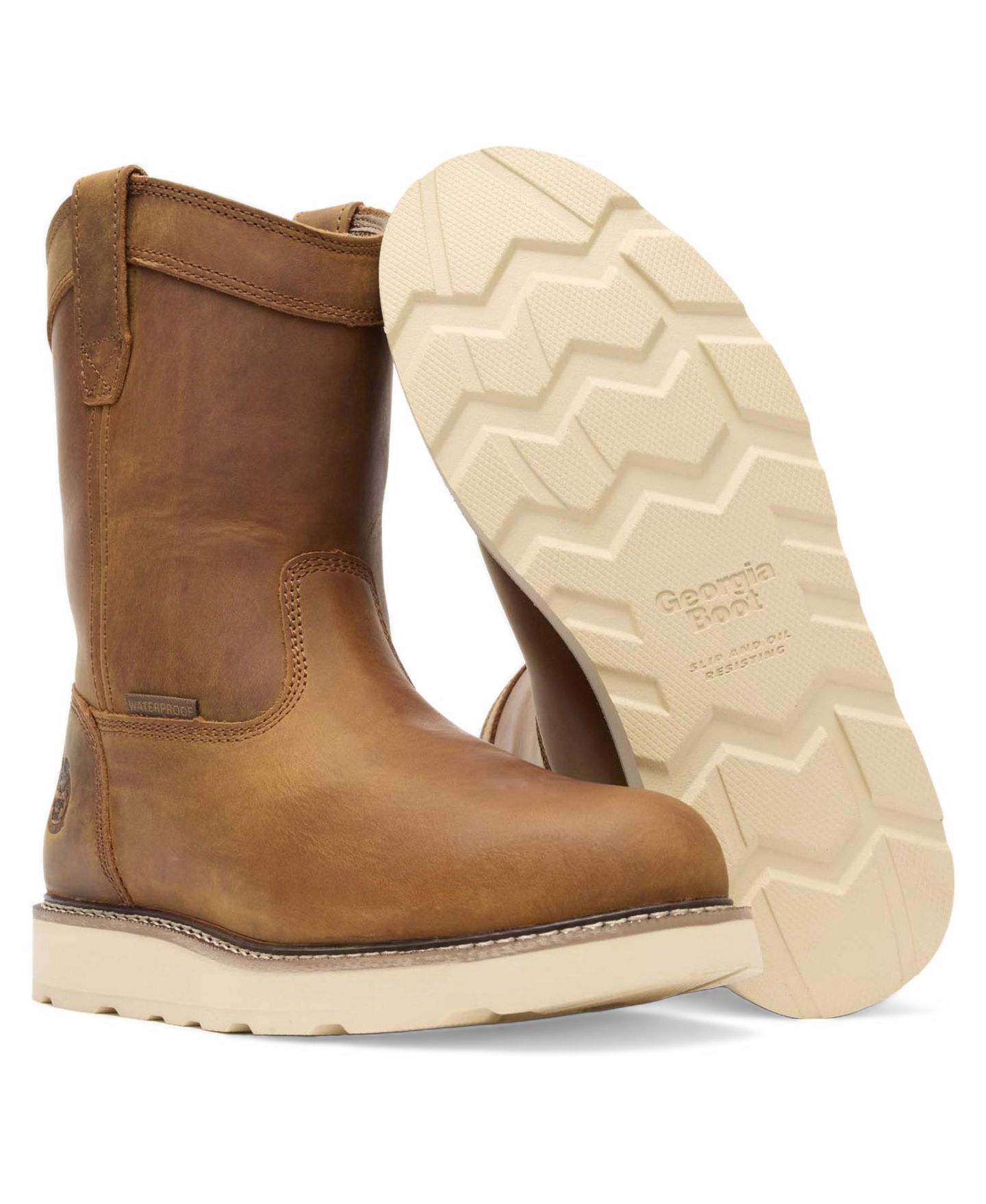 Мужские ботинки GEORGIA BOOT Core 37 Wedge 10" Steel Toe Waterproof Pull-On Work Boot, цвет: Золотой — фото 2