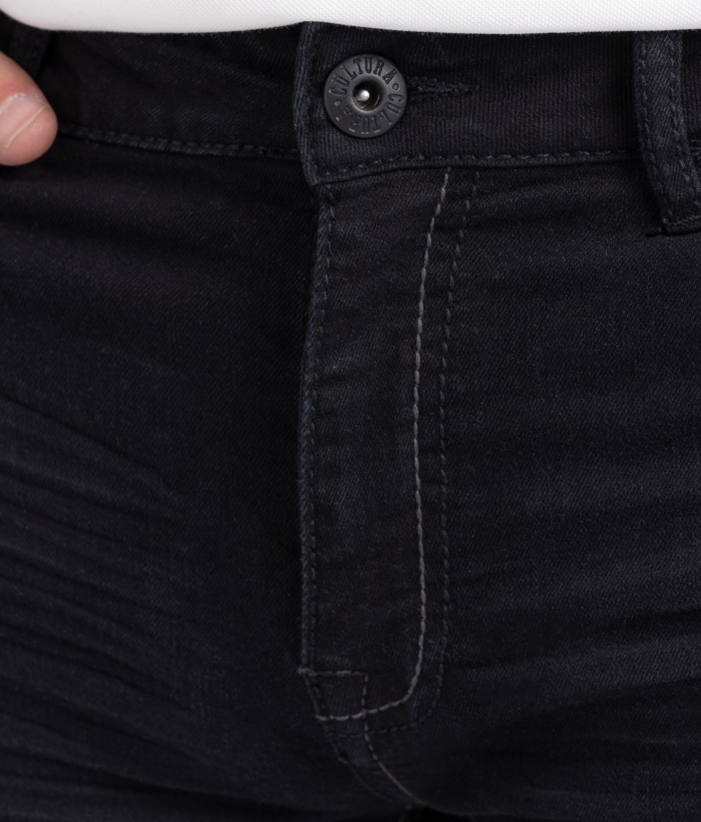 Мужские шорты CULTURA Saddle Stitch Denim Shorts, цвет: Чёрный варёный — фото 5
