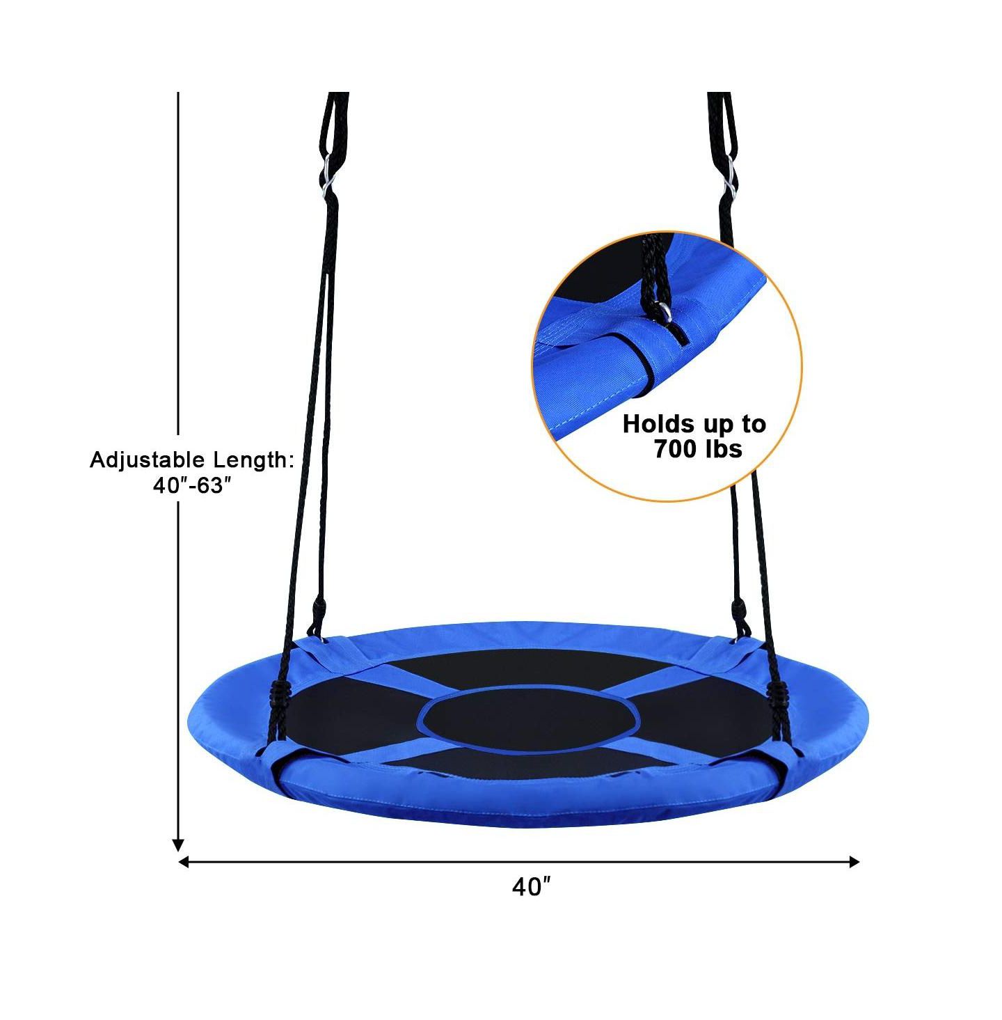 Детская игрушка Mecale 40 Inch Flying Saucer Adjustable-Height Tree Swing, Holds 700 lbs, Ages 3+, цвет: Синий — фото 3