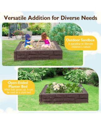 2-In-1 HDPE Kids Sandbox with Cover and Bottom Liner
