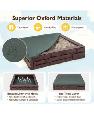 2-In-1 HDPE Kids Sandbox with Cover and Bottom Liner