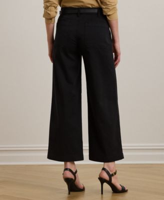 Petite Stretch Chino Wide-Leg Cropped Pants