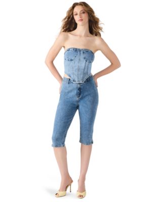 売れ筋商品|||スティーブ マデン カットソー トップス レディース Women's Rina Strapless Denim Corset Top True Blue Steve Madden Women's Rina Strapless Denim Corset Top - Macy's