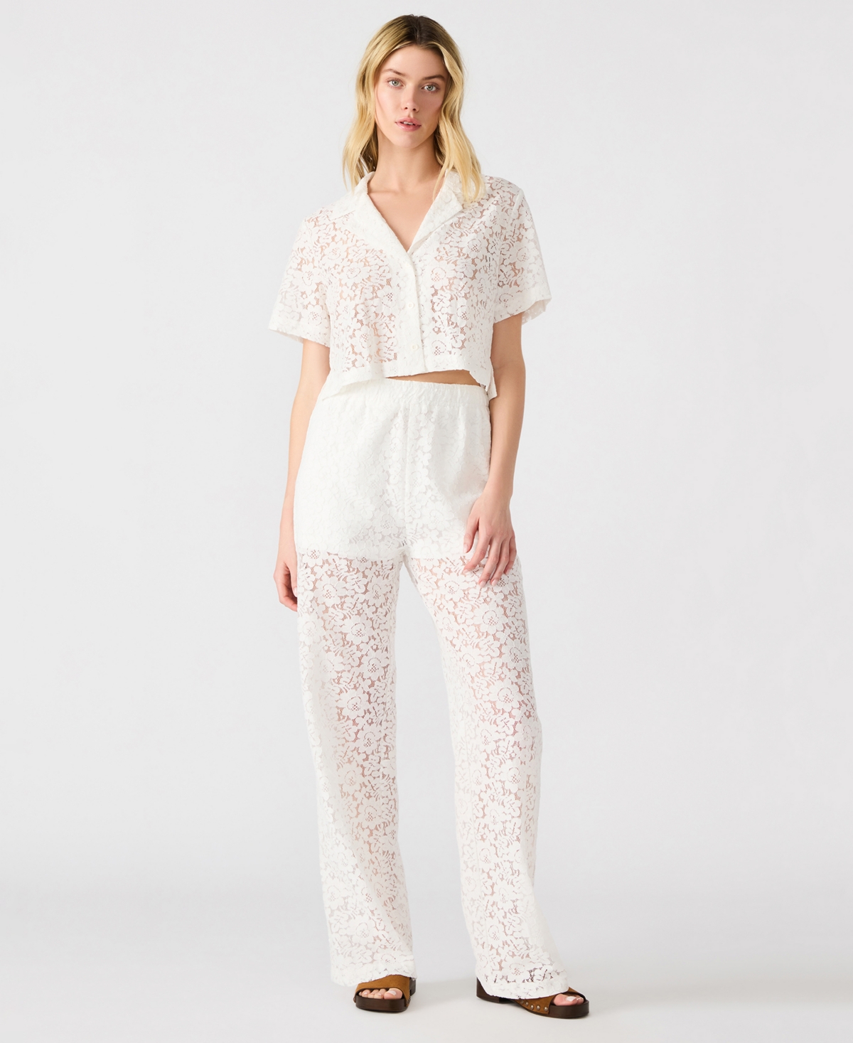 Steve Madden Sandra Lace Crop Button-up Shirt