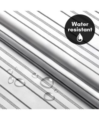 72x75 Hookless Shower Curtain - Abstract Grey Lines Shower Curtain with Sheer Panel, Snap-In Liner, and Grommets - 100% Polyester