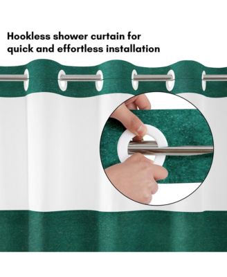 Hookless Shower Curtain with Sheer Panel, Snap-In Liner, and Grommets, 72x75