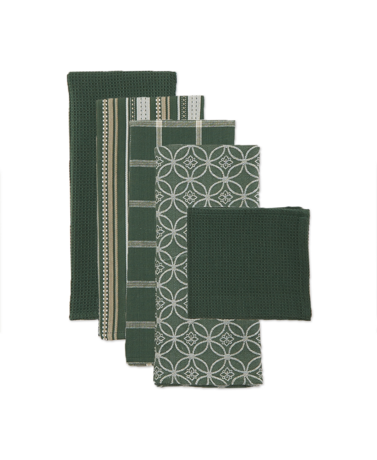 Design Imports Assorted Everyday Dishtowel and Dishcloth, Set of 5
