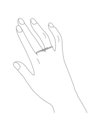 Boho Cubic Zirconia Cocktail Statement Ring in Sterling Silver Double Sideway Bar Design