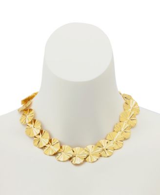 Gold Textured Coin Collar Necklace