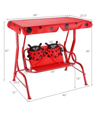 2 Person Kids Patio Swing Porch Bench with Canopy