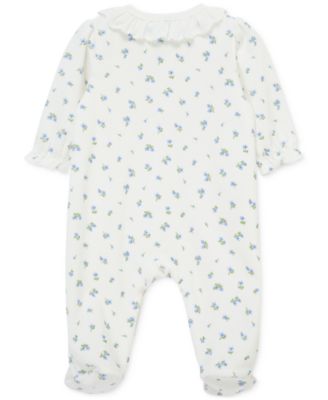 Baby Girls Tiny Floral Velour Footed Coverall
