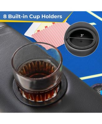 72 x 36 x 30.5 Inch Foldable Poker Table with 8 Cup Holders