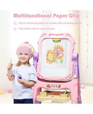 Height Adjustable Kids Art Easel Magnetic Double-Sided Board