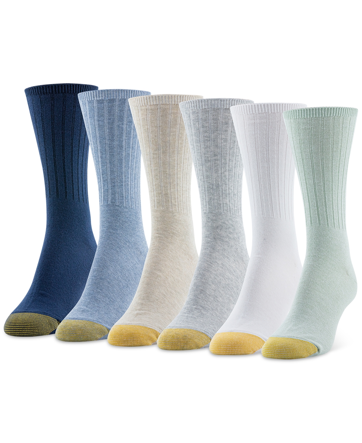 Women's 6-Pk. Ribbed Crew Socks 4585S5 - Asst 8