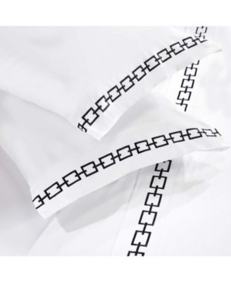 Chain Links Cotton Embroidered Deep Pocket Bed Sheet Set, Queen