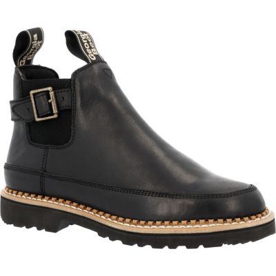 Women's Black Buckle Chelsea Romeo