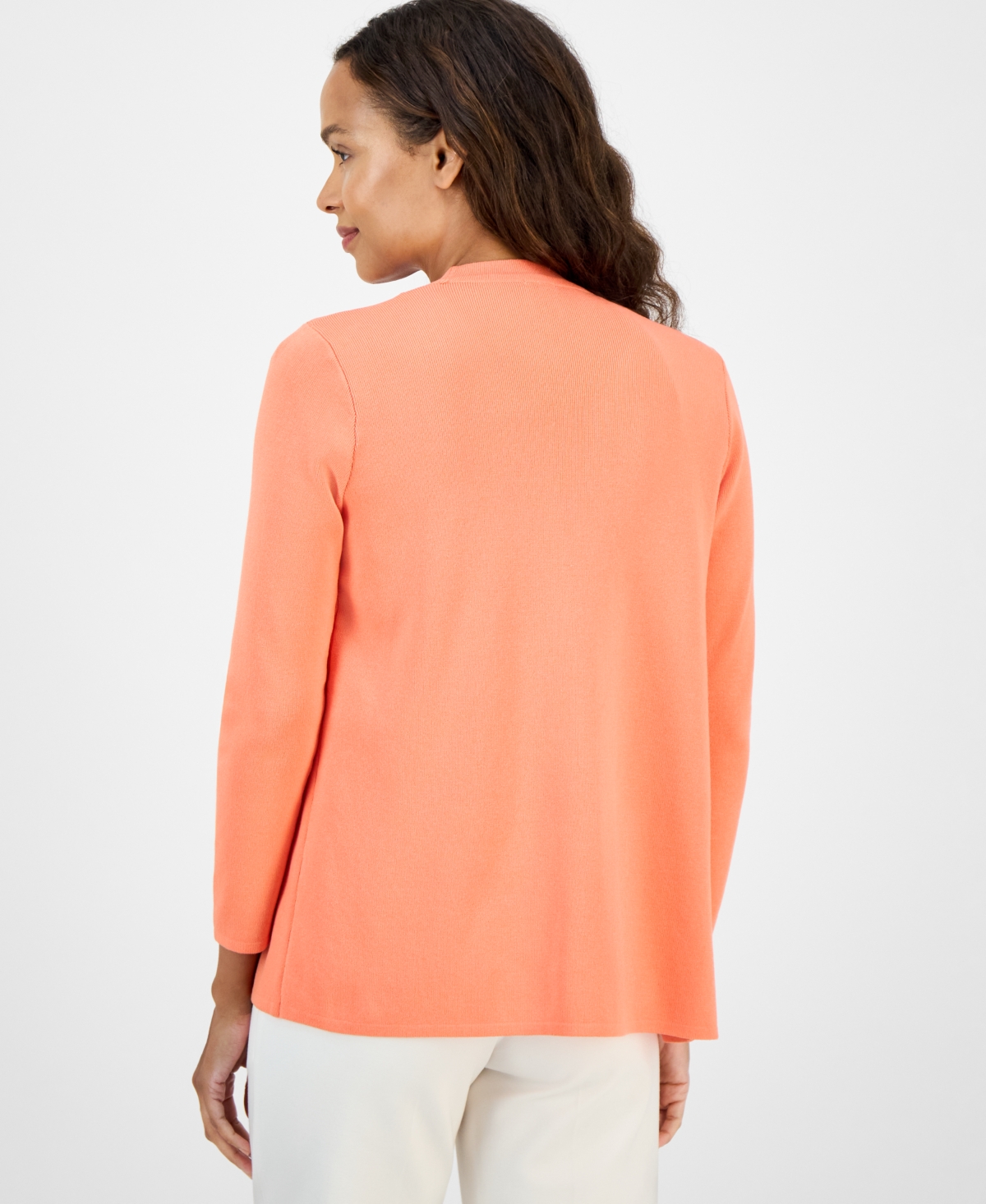 Ak Anne Klein Petite Long-sleeve Open-front Cardigan