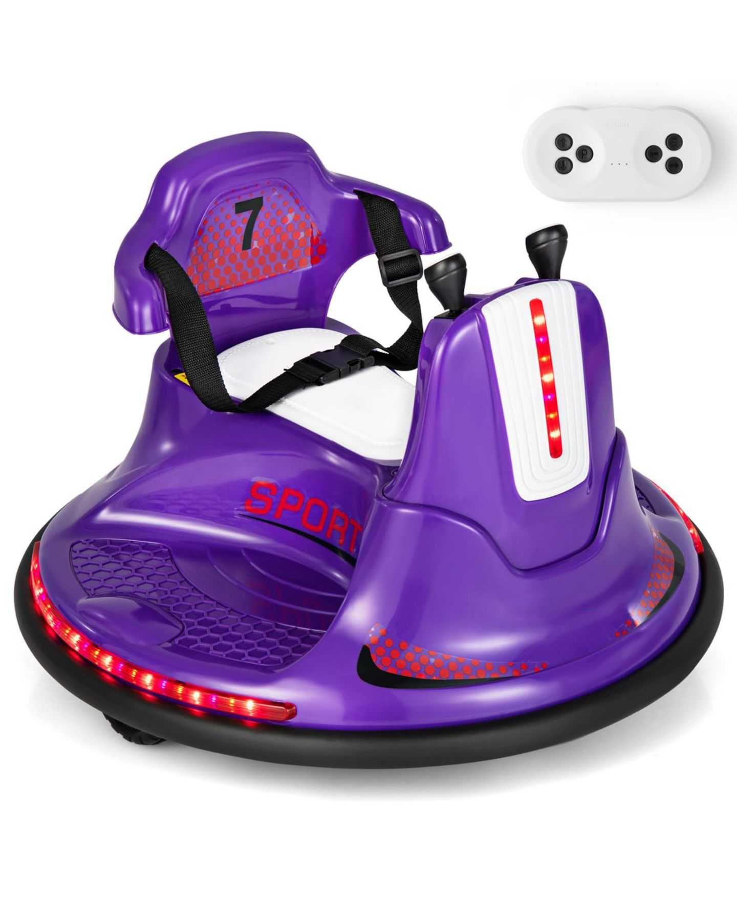 Детская игрушка Mecale 12V Remote Control Bumper Car, 66 lbs Capacity, Ages 3-7 Years, цвет: Фиолетовый — фото 1