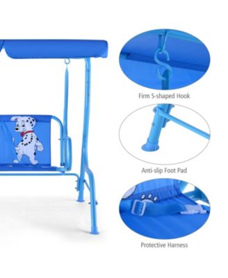 Outdoor Kids Patio Swing Bench with Canopy 2 Seats