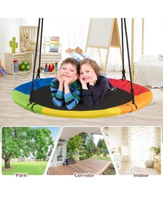 40-Inch Flying Saucer Tree Swing Outdoor Play Set with Adjustable Ropes Gift for Kids