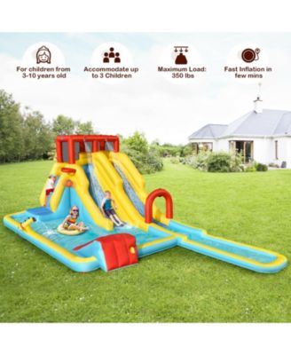 7-in-1 Inflatable Dual Slide Water Park Bounce House Without Blower