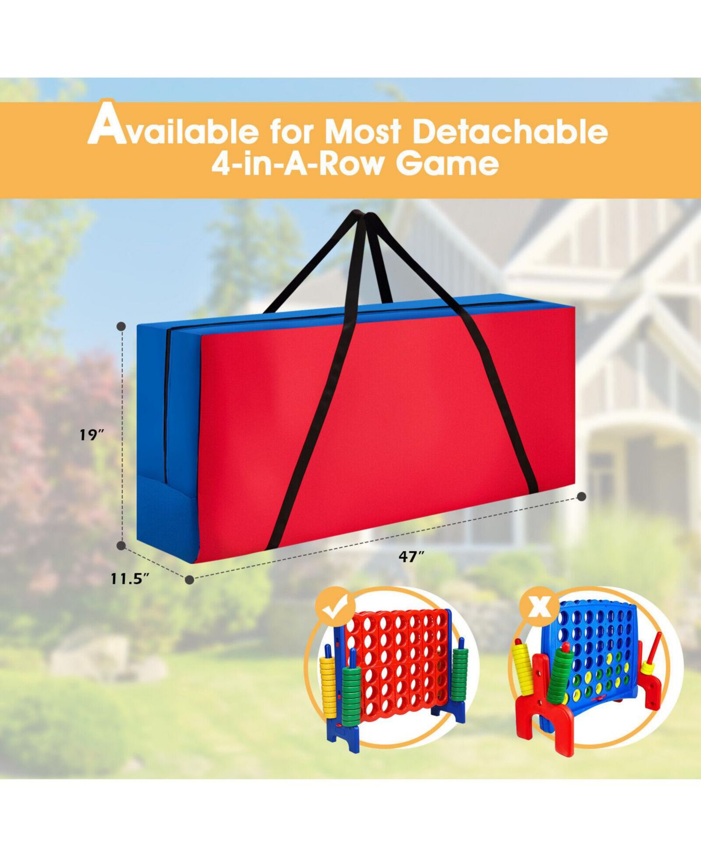 Детские игрушки Mecale 4 in a Row Game Carry Storage Bag with Durable Zipper, цвет: Красный — фото 4