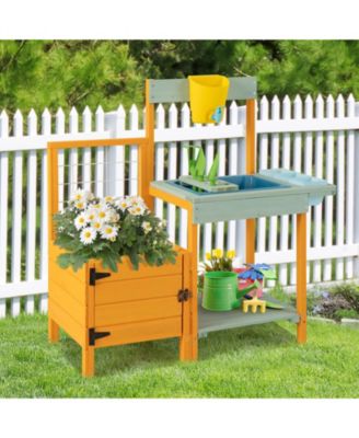 Kids Outdoor Potting Bench with See-Through Window