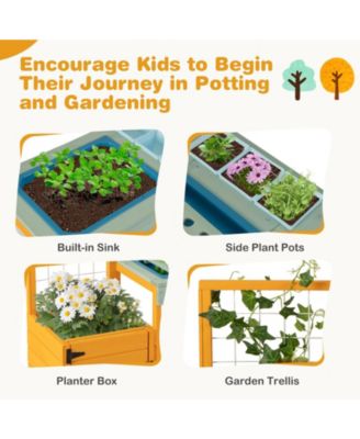 Kids Outdoor Potting Bench with See-Through Window