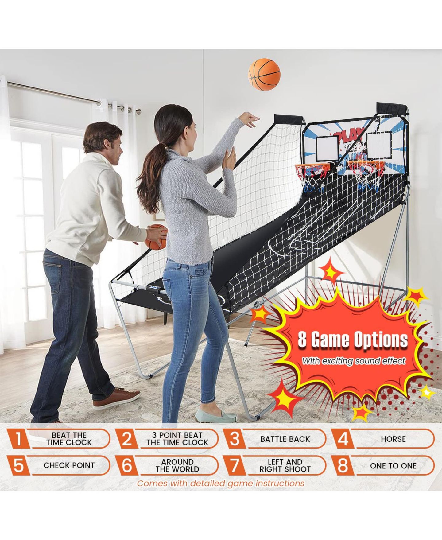 Детская игрушка Mecale Indoor Double Electronic Basketball Game with 4 Balls, цвет: Чёрный — фото 9