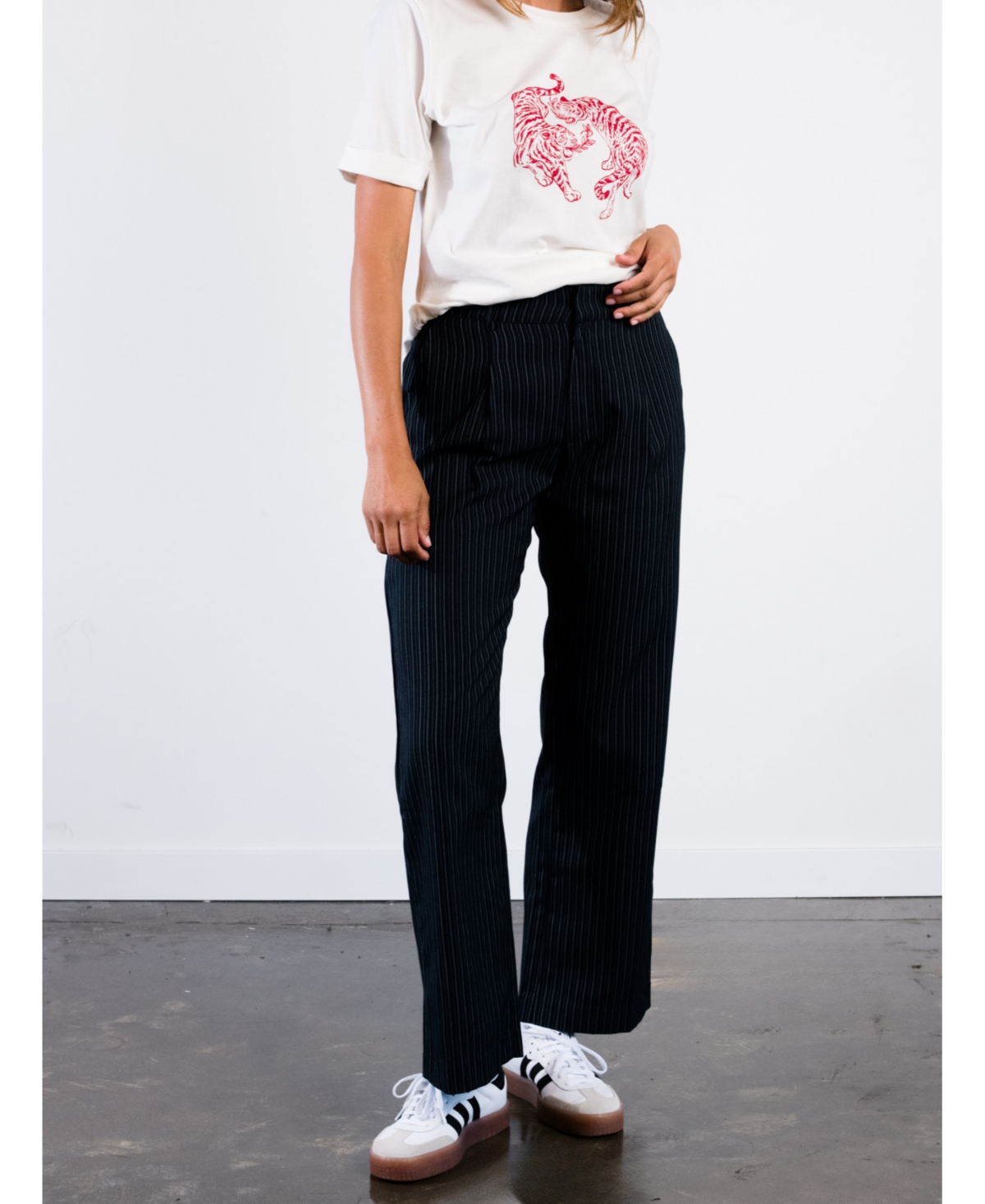 Women's Michelle Trouser - Midnight/chalk stripe
