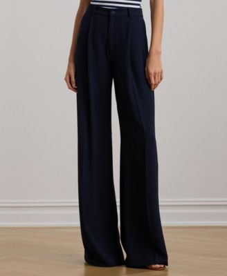 Women's Double-Faced Georgette Wide-Leg Pants, Regular & Petite