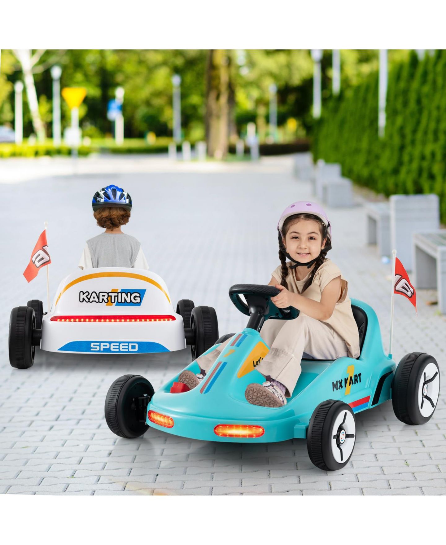 Детская игрушка Mecale Dual-Motor Remote Control 33"L x 27.5"W x 18"H Electric Go Kart, Ages 3+, цвет: Синий — фото 2
