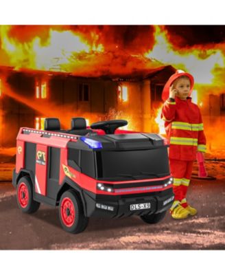 12V Kids Ride on Fire Truck 2-Seater with Remote Control and Water Gun