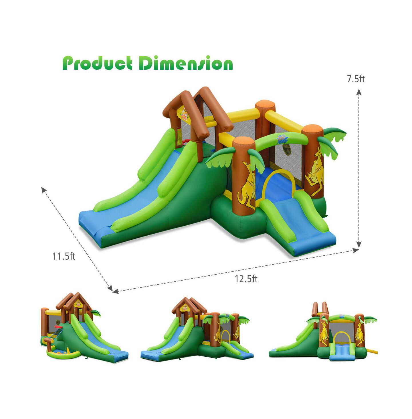 Детская игрушка Mecale Jungle Castle 5-in-1 Bounce House, Accommodates 5 Kids, Ages 3-10, цвет: Зелёный — фото 6