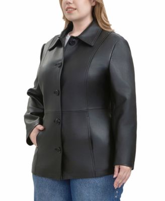Plus Size Dana Leather Car Coat
