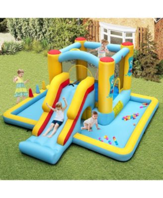Inflatable Bounce House 7-in-1 Bouncy Castle with Slide and Tunnel with 550W Blower
