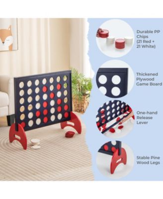 4-in-a-row Game Set Wooden Jumbo 4-to-Score Game with Carrying Bag