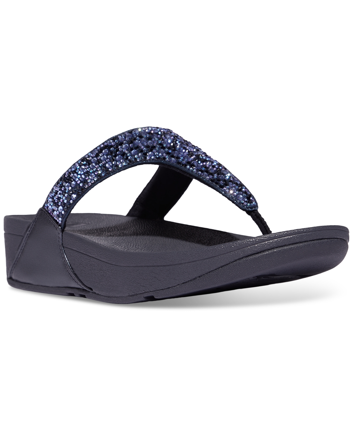 Women's Lulu Crystal Mix Toe-Post Wedge Sandals - Midnight Navy