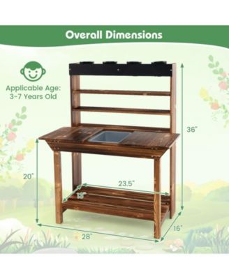 Wooden Potting Bench Table Outdoor Mud Kitchen with Solid Fir Wood Frame