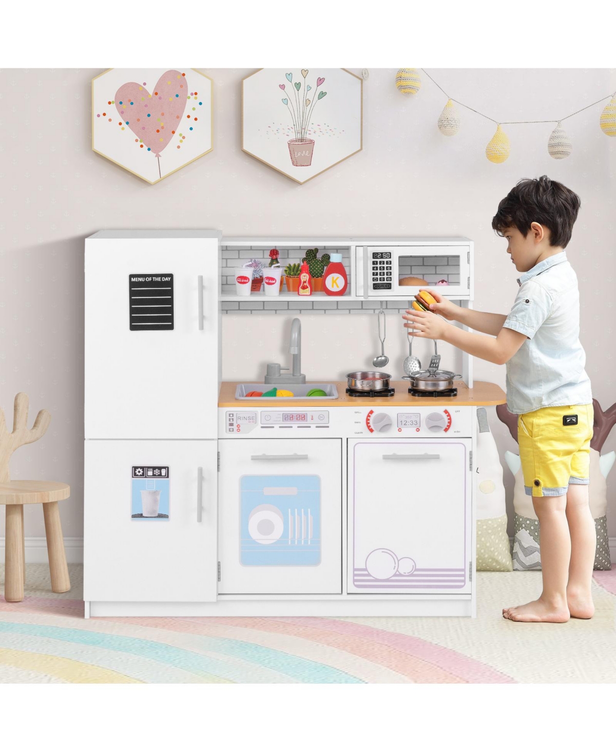 Toddler Pretend Play Kitchen Toy with Stove for 3+ Boys and Girls