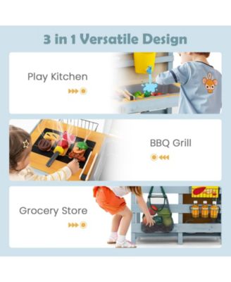 2 in 1 Wooden Mud Kitchen with Removable Water Box  and Storage Bag