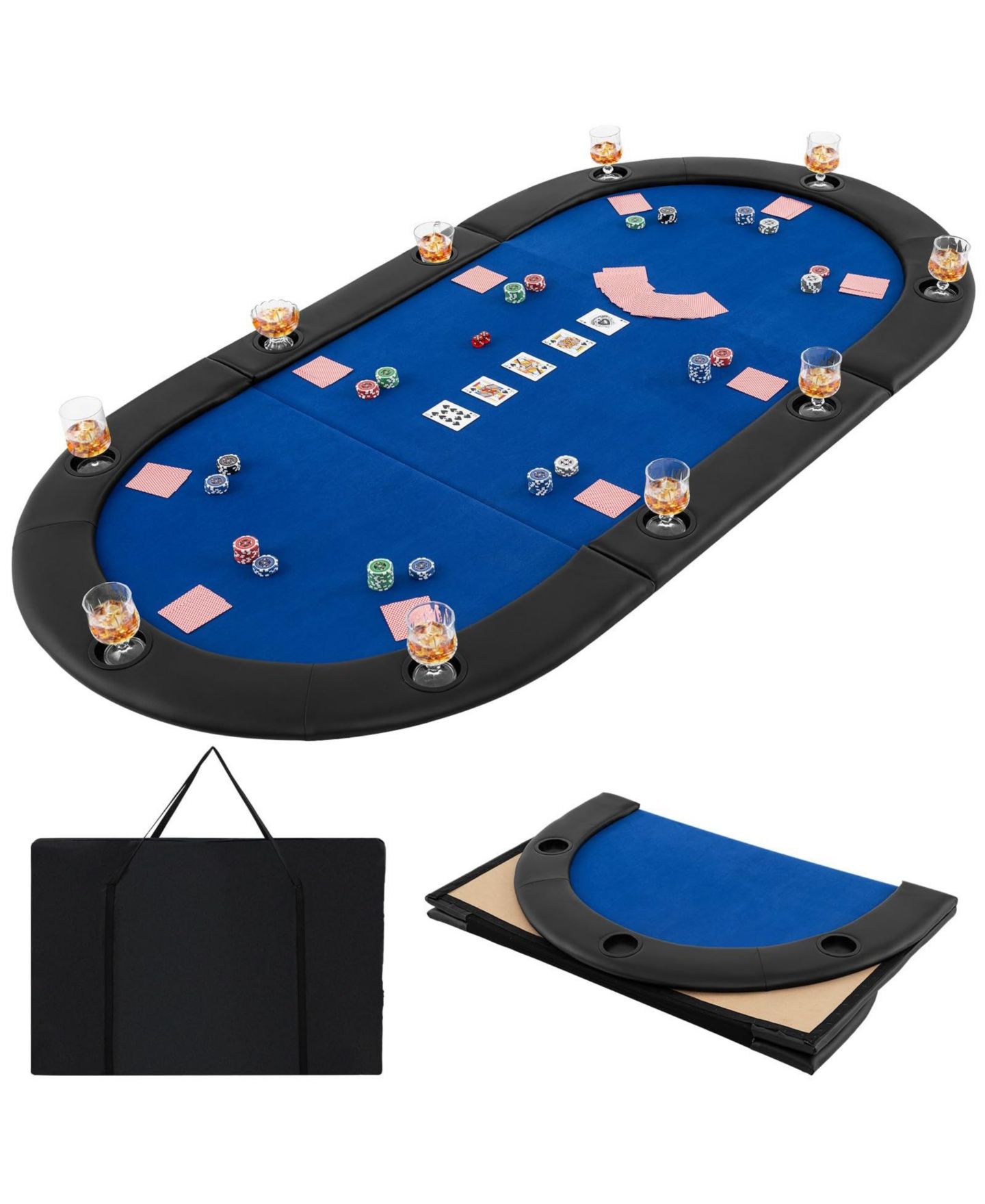 Детские игрушки Mecale 84" x 42" 10-Player Foldable Padded Poker Table Top, Ages 14+, цвет: Синий — фото 1