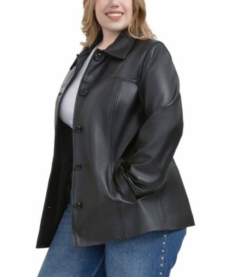 Plus Size Evie Leather Car Coat