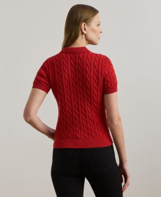 Women's Cable-Knit Polo Shirt