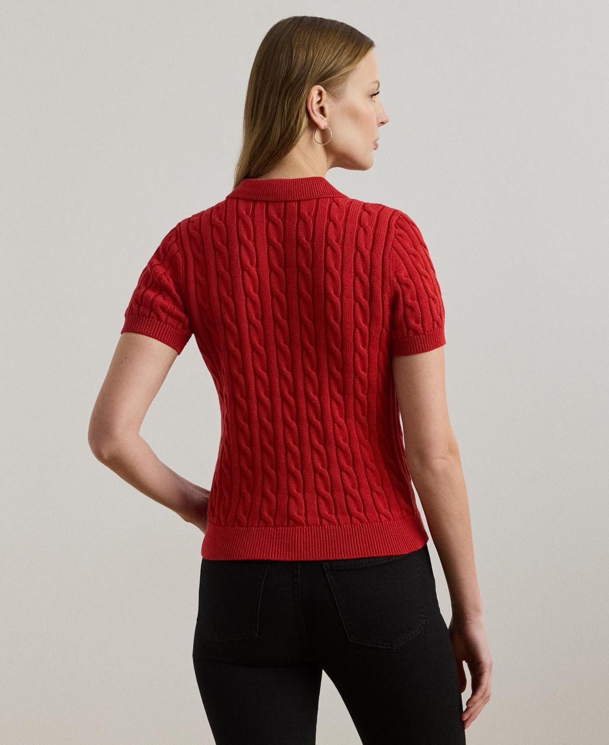 Ralph Lauren Women's Cable-knit Polo Shirt In Red