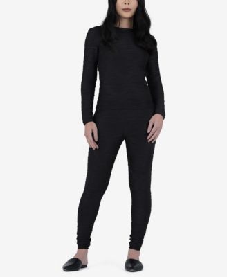 Women's Long-Sleeve Black Sculpting Knit Top