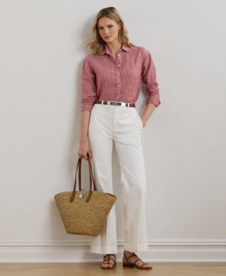 Women's Relaxed-Fit Striped Linen Shirt