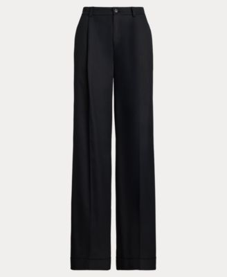 Women's Pleated Cotton Twill Wide-Leg Pants